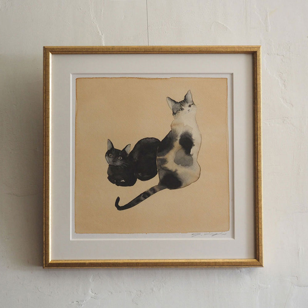 猫の絵 139 水彩画 原画 黒猫原画
