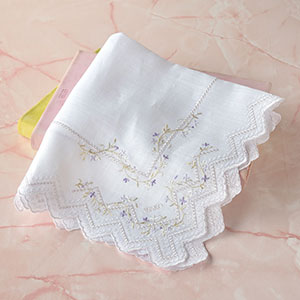 リネン小花柄ハンカチーフ ラベンダー